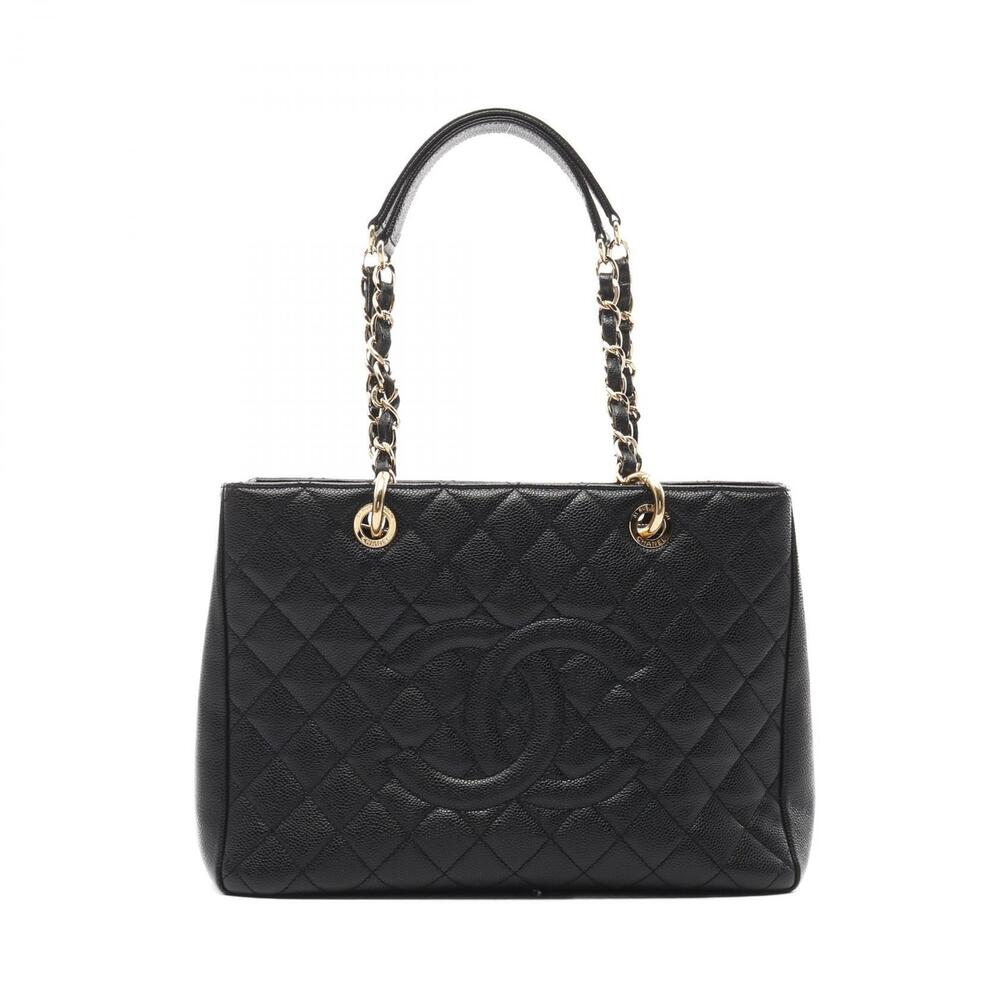 Chanel Matelasse Grand Shopping GST Tote Bag Leather Black